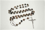 Wooden Jasper Gemstone Silver Toned Rosary