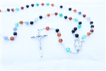 Mix Agate Gemstone Silver Toned Rosary