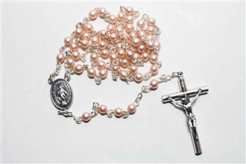 Pink Czech Pearl Rosary