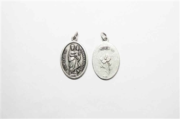 Our Lady Of Prompt Succor Oxidized Silver Toned Medal