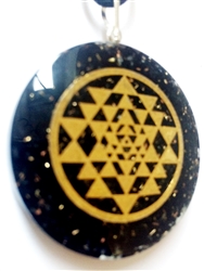 Tourmaline Shri Yantra Orgonite - Orgone pendant