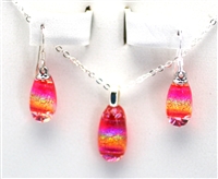 Hawaii fused glass jewelry.  Handmade on Maui. Pendant and Earrings.