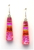 Maui Rainbow Jewelry. Hawaii Fused Glass Jewelry. Pink sparkle and rainbow on coral glass