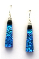 Maui Rainbow Jewelry.  Hawaii fused glass earring.  Ocean sparkle on black glass