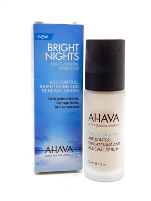 Ahava Bright Nights Night Mineral Makeover Renewal Serum   1 fl oz