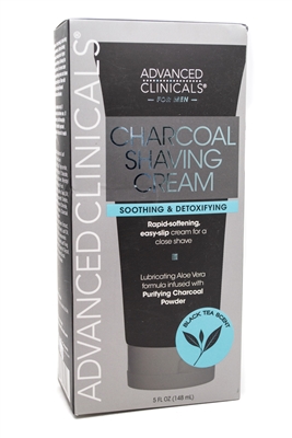 Advanced Clinicals for Men CHARCOAL SHAVING CREAM, Black Tea Scent,  5 fl oz