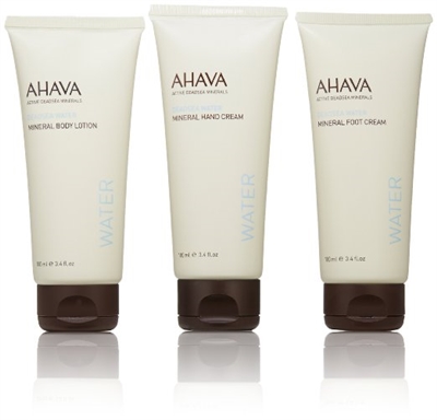 AHAVA Precious Mineral Stars Set: Dead Sea Water Lotion, Hand & Foot Cream 3.4 Oz Ea