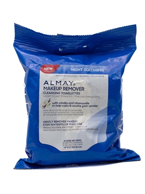 Almay  Makeup Remover Cleansing Towelettes with Vanilla and Chamomille Cream ,  25 soft-wipes, 7.4x7.2"