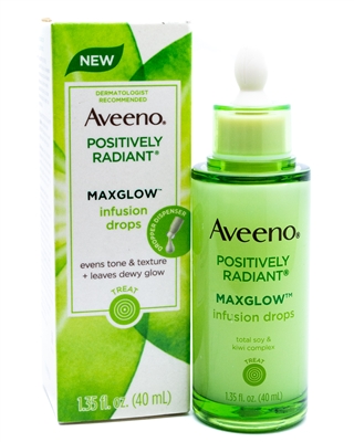 Aveeno POSITIVELY RADIANT Maxi Glow Infusion Drops, Evens Tone and Texture + Leaves a Dewy Glow  1.35 fl oz