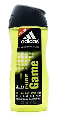 adidas Pure Game 2 in 1 Guaiac Wood Relaxing Hair & Body Shower Gel 8.4 Fl Oz.