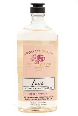 Bath & Body Works Aromatherapy LOVE Rose + Vanilla Body Wash & Foam Bath  10 fl oz