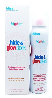Bliss FatGirlSlim Hide & Glow Sleek Firming and Luminous Tinted Body Spray Medium to Deep Glow 4 Oz.