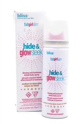 Bliss FatGirlSlim Hide & Glow Sleek Firming and Luminous Tinted Body Spray fair to medium glow 1 Oz.