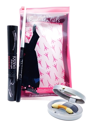 BOURJOIS La Petite Black Dress Eye-sentials: Mascara 2x .20 Oz., Eye Pencil.035 Oz., Eyeshadow Trio .1 Oz.