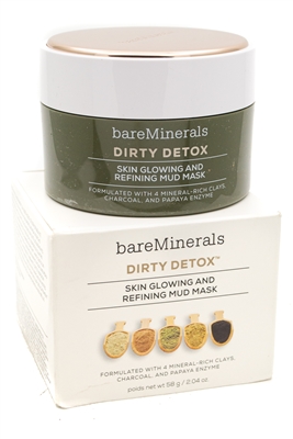 bare Minerals DIRTY DETOX Skin Glowing and Refining Mud Mask with Mineral-Rich Clays, Charcoal, and Papaya Enzyme  2.04oz