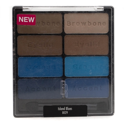 Black Radiance EYE APPEAL Shadow Collection 8029 Island Blues; 8 Silky Ultra Pigmented Shades in Matte, Pearl, Mettalic and Sparkling Finishes  .3oz