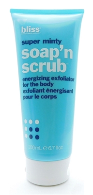 bliss Super Minty Soap 'n Scrub Energizing Exfoliator For The Body 6.7 Fl Oz.