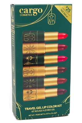 Cargo TRAVEL GEL Lip Color Kit, Semi-Sheer Coverage: Barbados, Manhattan, Bora Bora, Venice, Sicily, Jamaica  6x.07oz