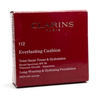 Clarins EVERLASTING CUSHION REFILL Long Wearing & Hydrating Foundation with Sponge, 2 Amber   .5oz