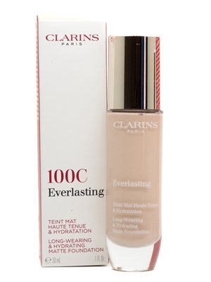 Clarins EVERLASTING Long-Wearing & Hydrating Matte Foundation, 100C Lily  1 fl oz