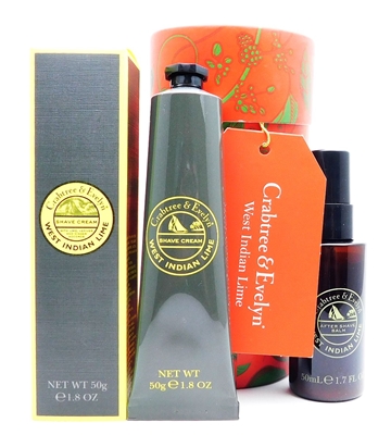 Crabtree & Evelyn West Indian Lime Set: Shave Cream 1.8 Oz., After Shave Balm 1.7 Fl Oz.