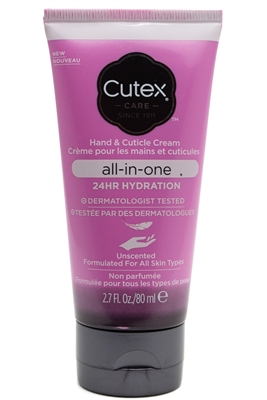Cutex All-in-One 24hr Hydration Hand & Cuticle Cream, Unscented, for All Skin Types  2.7 fl oz