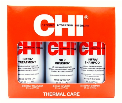 CHI Thermal Care: CHI Infra Treatment, CHI Silk Infusion, CHI Infra Shampoo (each 6 Fl Oz.)
