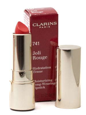 Clarins JOLI ROUGE Moisturizing Long Wearing Lipstick, 741 Red Orange  .1oz