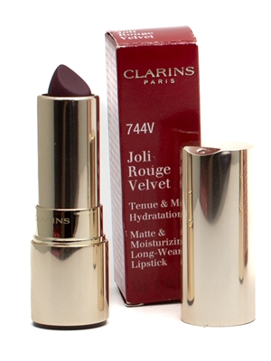 Clarins JOLI ROUGE VELVET Matte & Moisturizing Long Wearing Lipstick, 744v Plum  .1oz