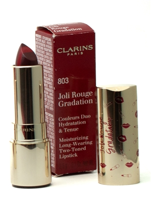 Clarins JOLI ROUGE GRADATION Moisturizing Long Wearing Two Toned Lipstick, 803 Plum  .1oz