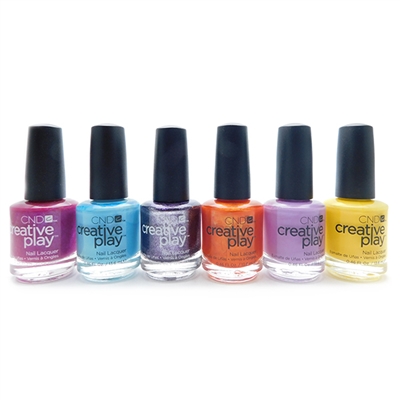 CND Creative Play Nail Lacquer set of 6: The Fuchsia Is Ours, Drop Anchor, Miss Purplelarity, Orange You Curious, A Lilac-Y Story, Taxi Please (each .46 Fl Oz.)