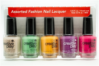 CND Creative Play Nail Lacquer set of 5: Base Coat, You've Got Kale, Apricot In The Act,Orchid You Not, Peony Ride  .46 fl oz each