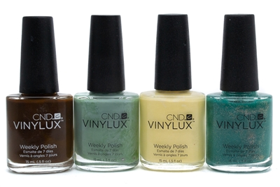 CND Vinylux Weekly Polish set of 4; Faux Fair, Sage Scarf, Sun Bleached, Art Basil  (each .5 fl oz)