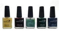 CND Vinylux Weekly Polish set of 5: Sun Bleached, Poison Plum, Glacial Mist, Emerald Lights, Seaside Party (each .5 fl oz)