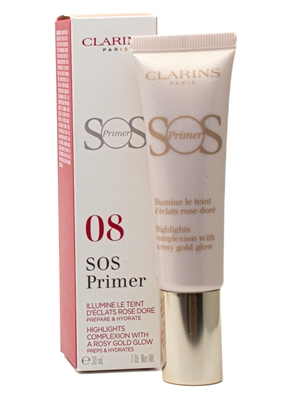 Clarins SOS Primer, Highlights Complextion with a Rosy Gold Glow, 08 Rosy Gold Pearls   1oz