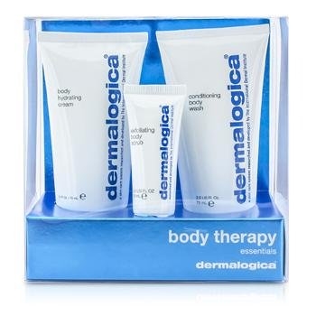Dermalogica Body Theraphy Essentials Travel Set : Body Cream 2.5 Oz, Body Wash 2.5 Oz & Exfoliation Body Scrub .5 Oz
