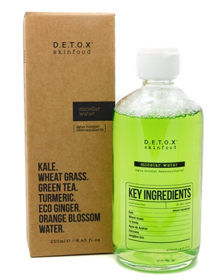 DETOX Skinfood Body Micellar Water. Kale, Wheat Grass, Green Tea, Tumeric, Olive Oil, Almond Oil, Bergamot Oil, Eco Ginger  8.45 fl oz