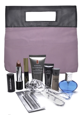 Elizabeth Arden Bag Set: Lipstick, Mascara, 3-in-1 Lotion, Intervene Lotion, Intervene Makep, Eau de Parfum Spray, Eyelash Curler
