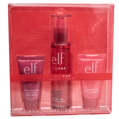 elf JELLY POP Skincare Set;  Watermelon Face Mask  1.06oz, Moisturizer  2.7 fl oz,  Cleanser 1 fl oz