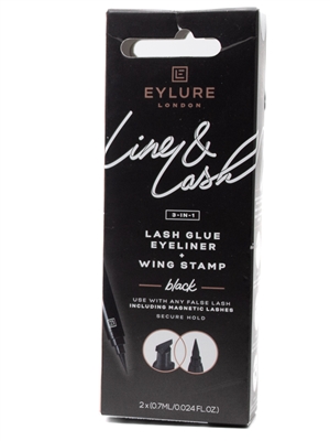 Eyelure LINE & LASH 3-in-1 Lash Gue, Eyeliner and Wing Stamp, Black  2x.024oz