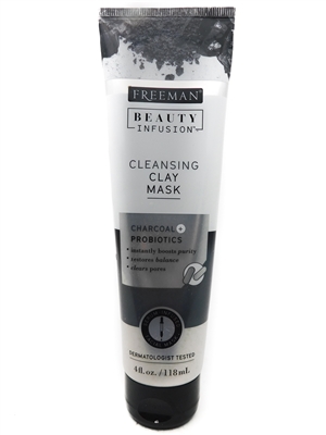 Freeman Beauty Infusion CLEANSING CLAY MASK with Charcoal Probiotics  4 fl oz