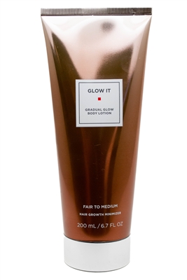 Glow It Gradual Glow Body Lotion Fair to Medium Hair Growth Minimizer  6.7 fl oz