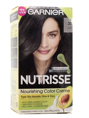 Garnier NUTRISSE Nourishing Color Creme. Triple Oils, One Application, Black Tea 20 Soft Black