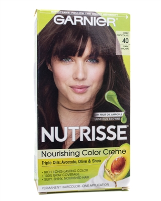 Garnier NUTRISSE Nourishing Color Creme. Triple Oils, One Application, Dark Chocolate 40 Dark Brown