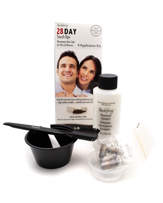 Godefroy 28 DAY TOUCH UPS Permanent Hair Color for Men & Women 4 Application Kit with Capsule Tint, Dark Brown