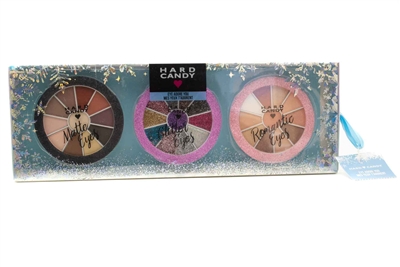 Hard Candy EYE ADORE YOU 3 Piece Eyeshadow Collection; Matte Eyes and Romantic Eyes Eyeshadow Palettes .22oz each, Glitter Gel Palette .11oz