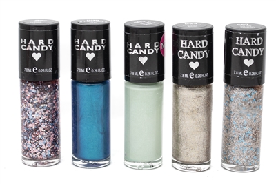 Hard Candy Nail Color 5 Piece Set; 966 Girl Crush, 905 Mermaids Tale, 915 Record Breaker, 623 Crush on Gold. 667 So So Sequin,   .26 fl oz each