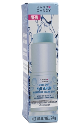 Hard Candy SHEER ENVY H2O SERUM, Hydrating & Cooling Stick with Tea Tree Oil, Hyaluronic Acid, Bamboo Powder  .7oz