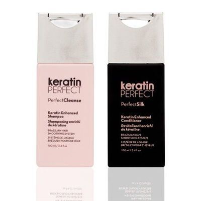 Keratin Perfect: Perfect Cleanse Shampoo & Perfect Silk Conditioner 3.4 Oz Ea
