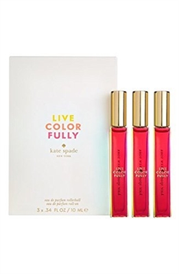 Kate Spade Live Color Fully Eau de Parfum Rollerball Set 3 X .34 Oz